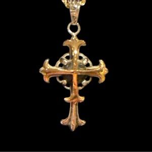 Gold and Silver Cross Pendant Necklace